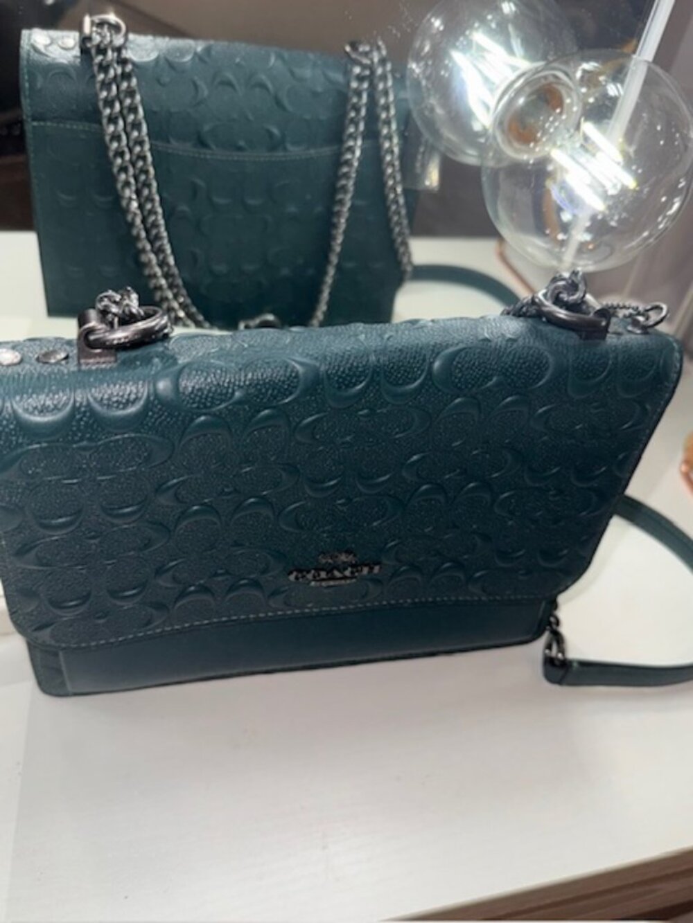 Coach Embossed Chain Shoulder Bag